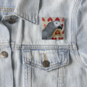 バレンタインデーのアフリカ灰色のオウムボタンPin 缶バッジ (インサイチュ)