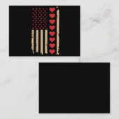 バレンタインデーのアメリカ国旗のハート ノートカード (正面/裏面)