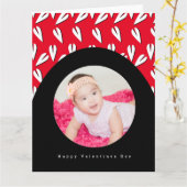 バレンタインデーのアーチとハートの模様の写真 カード (黄色い花)