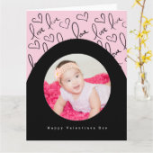 バレンタインデーのアーチドゥードルハートパターン写真 カード (黄色い花)