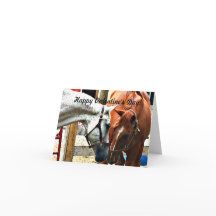 バレンタインデーのウマ付きカード