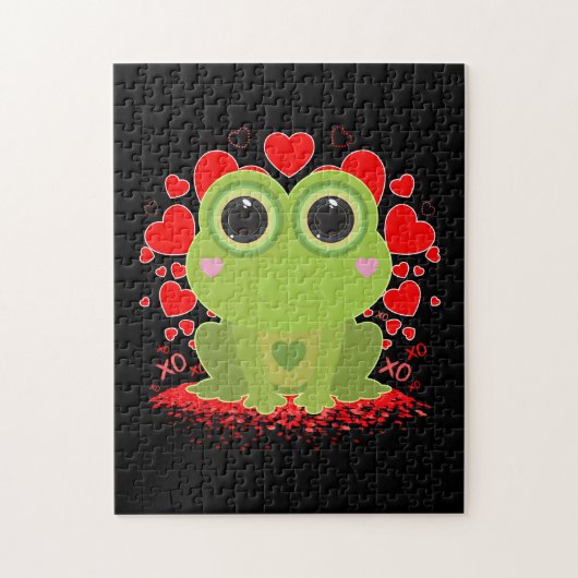バレンタインデーのカエル ジグソーパズル (縦)
