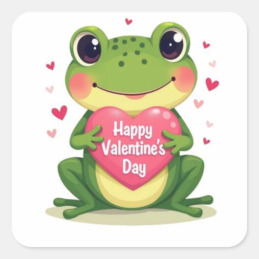 バレンタインデーのカエル スクエアシール (正面)