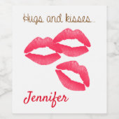 バレンタインデーのカスタマイズ可能な抱擁とキス ワインラベル (シングルラベル)