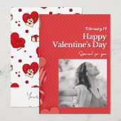 バレンタインデーのカスタム写真 赤いハート シーズンカード (正面/裏面)