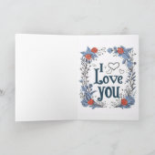 バレンタインデーのカップルがベンチに座っている シーズンカード (内部)