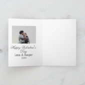 バレンタインデーのカップル写真 モダン シンプル t カード (内部)