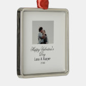 バレンタインデーのカップル写真 モダン シンプル t メタルオーナメント (右)