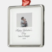 バレンタインデーのカップル写真 モダン シンプル t メタルオーナメント (左)