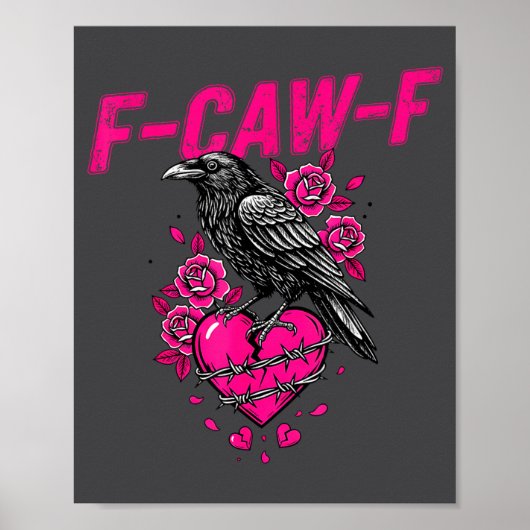 バレンタインデーのカラス F-caw-f 黒い鳥 Fcawf 冗談 ポスター (正面)