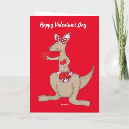 バレンタインデーのカンガルーたちのホリデーカード シーズンカード (裏面)