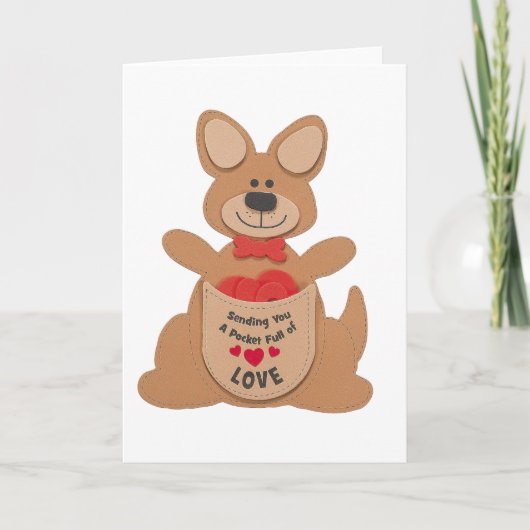 バレンタインデーのカンガルーたちのホリデーカード シーズンカード (正面)