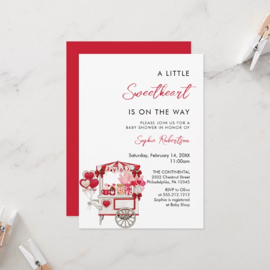 バレンタインデーのカートいっぱいのオモチャ 招待状 (正面/裏面インサイチュ)