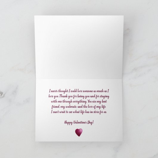 バレンタインデーのカードと2つの水色ハート カード (内部)