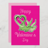 バレンタインデーのカード ドラゴン 愛する人たち ハートの尾 シーズンカード (正面/裏面)