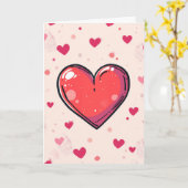 バレンタインデーのカード - ペイントされたハート カード (黄色い花)