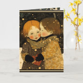 バレンタインデーのカード　森の少年少女 カード (黄色い花)