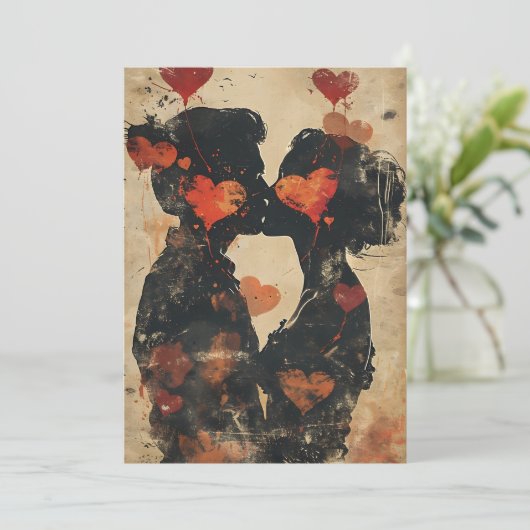 バレンタインデーのキスするカップル シーズンカード (スタンド正面)