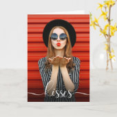 バレンタインデーのキスと写真 カード (黄色い花)