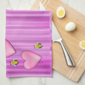 バレンタインデーのキッチンハンドタオル蜂 キッチンタオル (四つ折り)