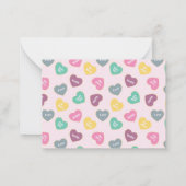 バレンタインデーのキャンディハートのデザイン ノートカード (裏面)