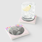 バレンタインデーのキュートなパステルハートの写真 ストーンコースター (横)