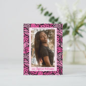 バレンタインデーのキュートなピンクジャングルハートの写真 シーズンポストカード (スタンド正面)