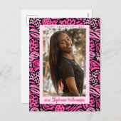 バレンタインデーのキュートなピンクジャングルハートの写真 シーズンポストカード (正面/裏面)