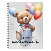 バレンタインデーのキュートな水彩クマの風船付き ノートブック (正面)
