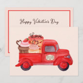 バレンタインデーのキューピッドのデリバリーレッドウォーター色トラック シーズンカード (正面/裏面)