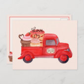 バレンタインデーのキューピッドのデリバリーレッドウォーター色トラック シーズンポストカード (正面/裏面)