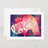 バレンタインデーのギフトのきらめくハート愛郵便はがき シーズンポストカード (正面/裏面)