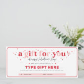 バレンタインデーのギフトバウチャー証明書テンプレート 招待状 (スタンド正面)