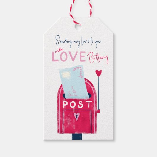 バレンタインデーのギフトラベル |ラブポストの送信 ギフトタグ (正面)