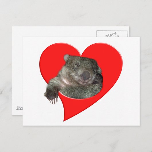 バレンタインデーのギフト、Wombat愛! シーズンポストカード (正面/裏面)