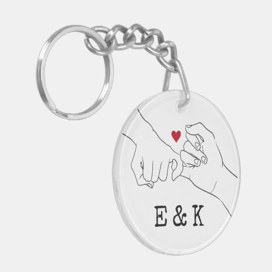 バレンタインデーのギフトPinky Promiseフォトカップル キーホルダー (正面左)
