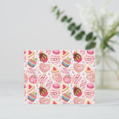 バレンタインデーのクッキーとカップケーキ ポストカード (スタンド正面)