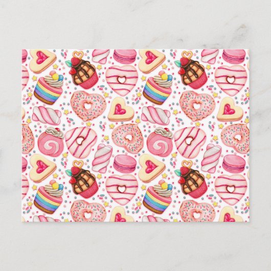 バレンタインデーのクッキーとカップケーキ ポストカード (正面)