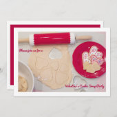 バレンタインデーのクッキー交換パーティー 招待状 (正面/裏面)