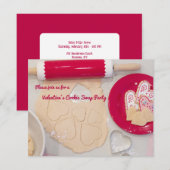 バレンタインデーのクッキー交換パーティー 招待状 (正面/裏面)