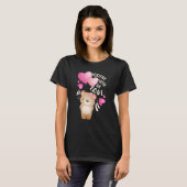 バレンタインデーのクマの女の子とハート Tシャツ (正面フル)