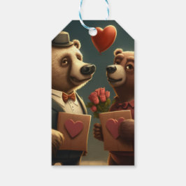 バレンタインデーのクマの漫画カスタム ギフトタグ