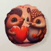 バレンタインデーのクマの漫画カスタム ラウンドクッション (裏面)