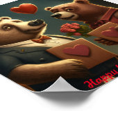 バレンタインデーのクマの漫画 ポスター (角)