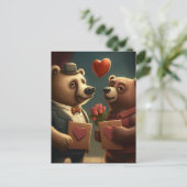 バレンタインデーのクマの漫画 ポストカード (スタンド正面)