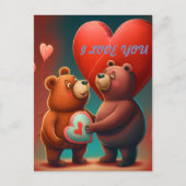 バレンタインデーのクマの漫画 ポストカード (正面)