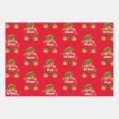 バレンタインデーのクマハートあなたの言葉のギフトを追加 ラッピングペーパーシート (正面3)