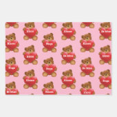 バレンタインデーのクマハートあなたの言葉のギフトを追加 ラッピングペーパーシート (正面2)