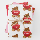 バレンタインデーのクマハートあなたの言葉のギフトを追加 ラッピングペーパーシート (インサイチュ)