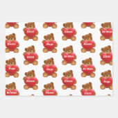 バレンタインデーのクマハートあなたの言葉のギフトを追加 ラッピングペーパーシート (正面)